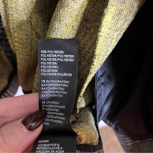 Liverpool Black mustard yellow plaid Checkered Blazer Sz m boyfriend oversized - Picture 5 of 8